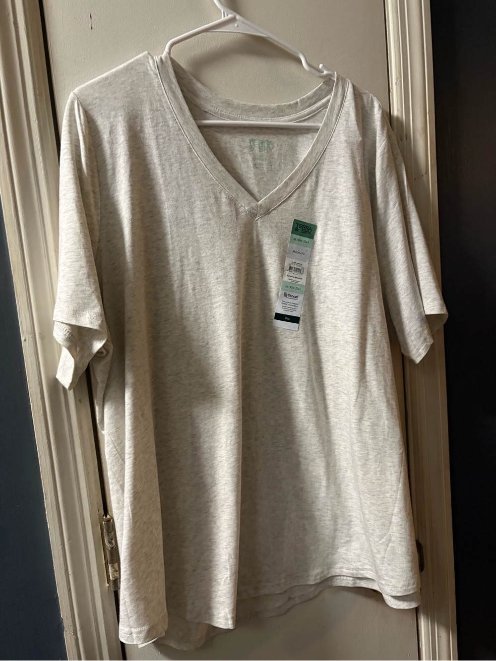 Terra & Sky Cream V-Neck Short Sleeve Tee size 2x